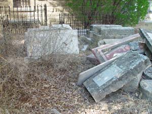 Gravestones piled up 