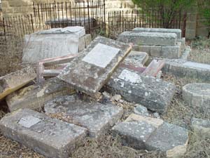 Gravestones piled up