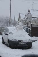 snowman on car